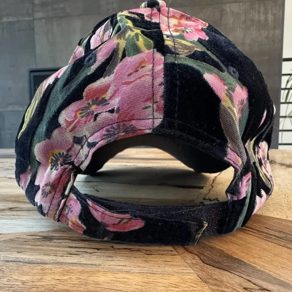 David and Young Black Pink Blossom Floral Velour Baseball Cap - SGCAP11811